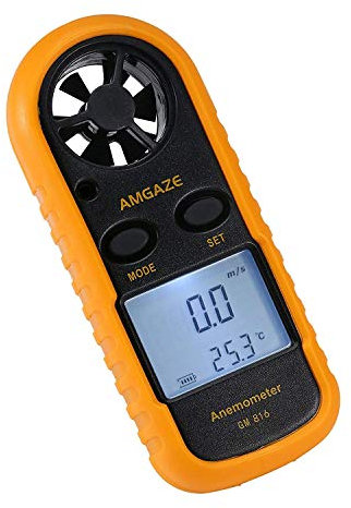 Numérique Anémomètre LCD Vitesse du Vent Compteur Téléphone Mobile Airflow Vitesse Mesure Thermomètre Dispositif pour Surf/Cerf-Volant/Vol/Voile/Surf/Pêche (Batterie Incluse) (GM816)