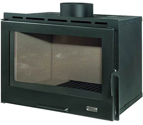 Fratelli Lerda Cheminée Insert Bois L-80R - Acier Haut Epaisseur, Vermiculite SF750, Verre Céramique, Ventilateur Canalisable Forcé - 16 kW