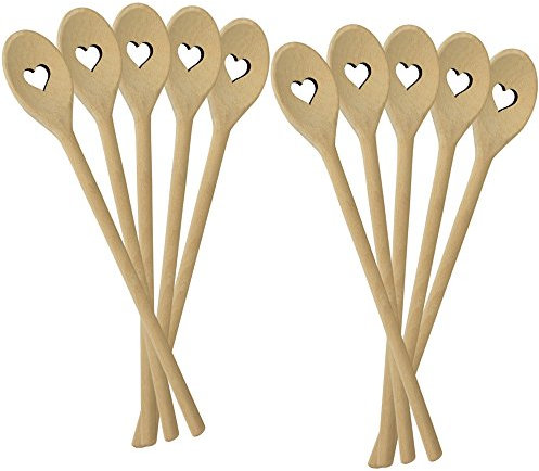 10er SET METALTEX 570300010 Kochlöffel HEART aus Buchenholz mit Herz-Ausschnitt/Backzubehör/Kochzubehör