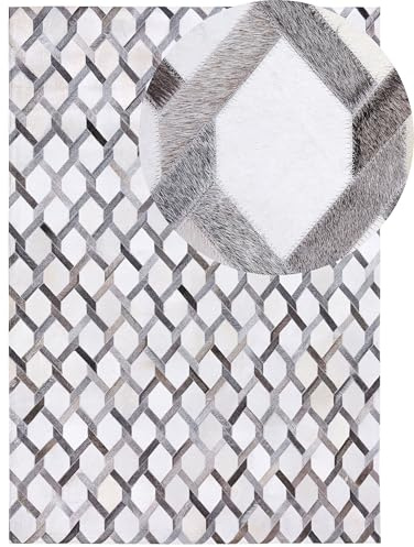 Moderner Teppich in Grau mit raffiniertem Rautenmuster 160x230 cm Aydin