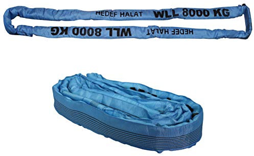 Rundschlinge 8000kg Tragkraft, 8m Umfang, endlos mit Polyesterkern, Hebegurt Hebeband, Blau