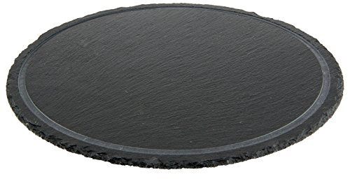 ILSA Piatto Piano Portata Tondo 33cm in Pietra Ardesia Naturale scanalatura