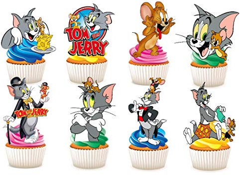30 x Tom y Jerry Stand UP Papel Comestible para decoración de Pasteles