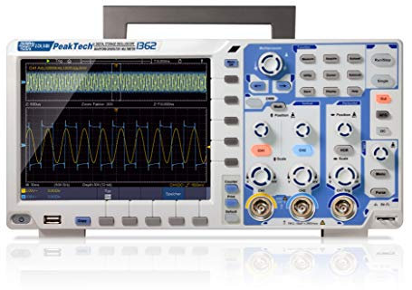PeakTech 1362 – 2-Kanal All-in-One Speicher-Oszilloskop 200 MHz - Max. 2 GS/s - mit USB, LAN & 8 Touchscreen TFT Farbdisplay, Speichertiefe 40 Mio. Punkte, inkl. 25 MHz Signalgenerator und DMM