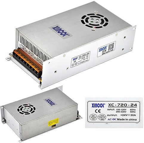 XINCOL AC110V/AC220V to DC24V 30A 720W Trafo Transformator Adapter Netzteil Schaltnetzteil für LED-Lichtstreifen, CCTV, Kamera, Computerprojekt usw.