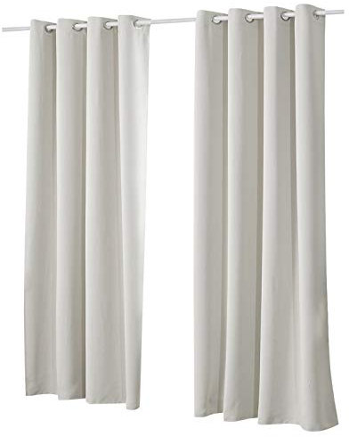Laneetal Verdunkelungsgardine mit Ösen 2 Stücke Vorhang Blickdicht Verdunklungsvorhang in Creme 135x245 cm Thermovorhang für Schlafzimmer Gardine Lichtundurchlässig Ösenschal Ösenvorhang