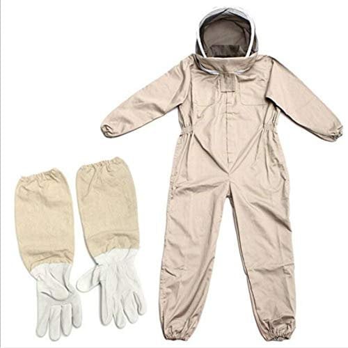 LTBEE Imker Professioneller Jumpsuit Anzug Imkerei Brauner Weltraumanzug mit selbststützendem Schleier für Bienenzüchter, inklusive Schutzhandschuhe