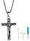 GOLDCHIC JEWELRY Ashes Keepsake Necklace for Men, 316L Stainless Steel INRI Cross Pendant Cremation Urns for Ashes Jewellery Memorial Gifts