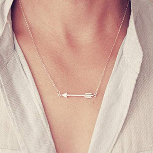Yienate Halskette mit Anhänger, klassisch, polierter Pfeil, Segen, Halskette, Schmuck für Damen und Mädchen (Silber)