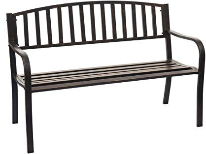 Mendler Gartenbank HWC-F43, Bank Parkbank Sitzbank, 2-Sitzer pulverbeschichteter Stahl - Vintage Bronze