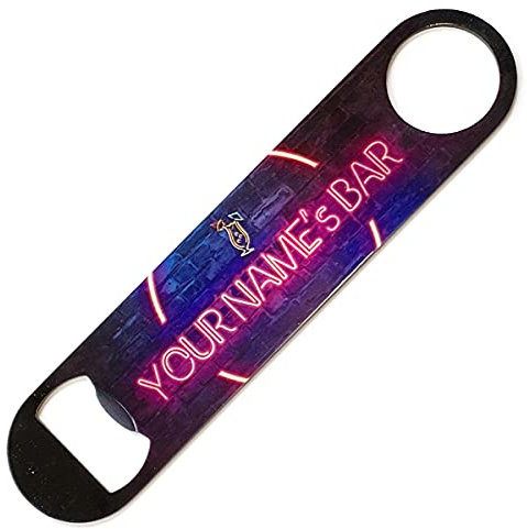 Personalised Neon Effects Stainless Steel Bottle Opener Blade - Home bar Add Name