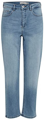 ICHI IHTWIGGY Raven Damen Jeans Denim Hose mit Stretch gerader Schnitt Crop Länge, Größe:27, Farbe:Light Blue (19044)