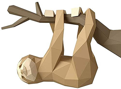 DIY Vorgeschnittenes Papercraft, 3D Wanddekoration Papier, 3D Origami Skulptur, Papershape 3D Faultier Ausgeschnitten Spielzeug Handwerk Aktivität für Kinder Kleinkinder