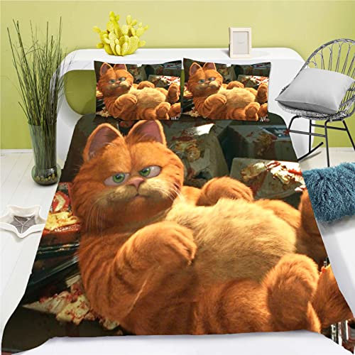 Fgolphd Cartoon Garfield Bettwäsche Kinder 3D Gedruckte Bettbezug Set Mikrofaser Mit Reißverschluss Für Kinder Junge (1,200 * 200)