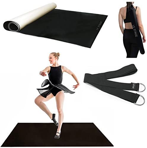 LeStage Tanzfläche – tragbare Tanzbodenmatte mit Bonus-Stretch-Gurt – kontrollierte Rutschfläche zum Üben und Verbessern der Tanz-Ballett-Leistung zu Hause, Studio, Bühne – Kinder und Erwachsene