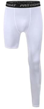 Jonscart Kompressionsstrumpfhose mit einem Bein, lange Hose, Basketball, Sport, Unterwäsche, aktive Tight, weiß-links-lang, XXX-Large