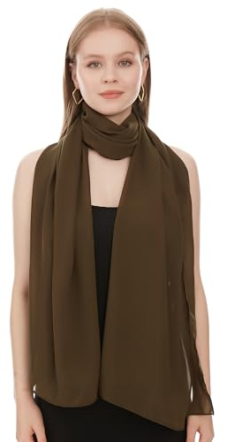 Shawl Factory Chiffon Schal Damen Khaki - Seidenweich und Federleicht - Eleganter Halstuch Schal - Polyester Tuch Halstuch Damen Frühling Sommer - Pflegeleichtes Schaltuch - Damenschal Leicht (Khaki)