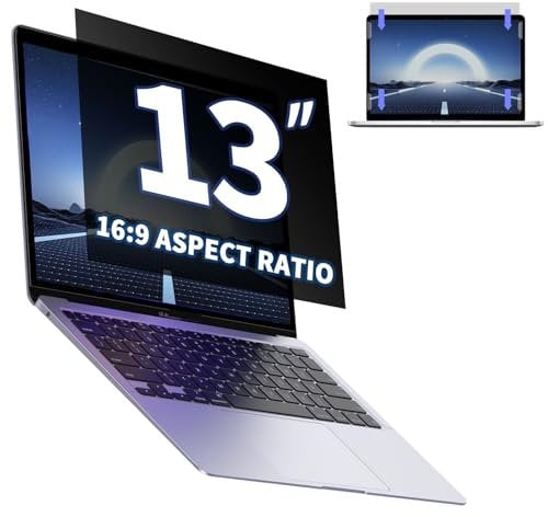 Dabernur Blickschutzfolie kompatibel mit 13,3 Zoll, Abnehmbarer 16:9 Seitenverhältnis Laptop Blickschutzfilter, Anti-Spy/Einfache Installation/Blendschutz/Blaulichtblockierung