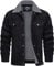 TACVASEN Veste Cargo en Coton pour Homme Coupe-Vent pour L'Extérieur pour le Travail la Pêche en Velours Côtelé Noir,3XL