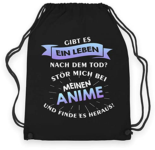 wowshirt Turnbeutel Gymsack Gibt es ein Leben nach dem Tod Anime Yandere Manga Otaku, Farbe:Black Black