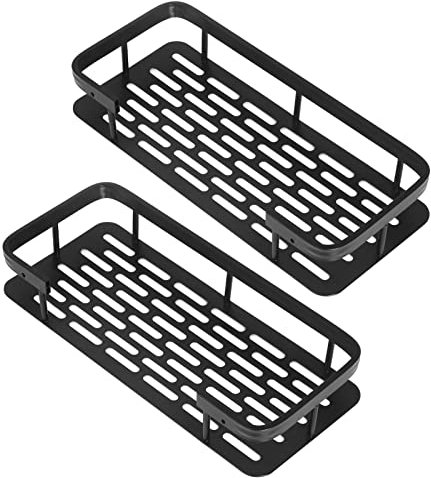 RFME Duschregal, Doppellagige platzsparende Duschabtrennung (Schwarz Gold) (Color : Black)