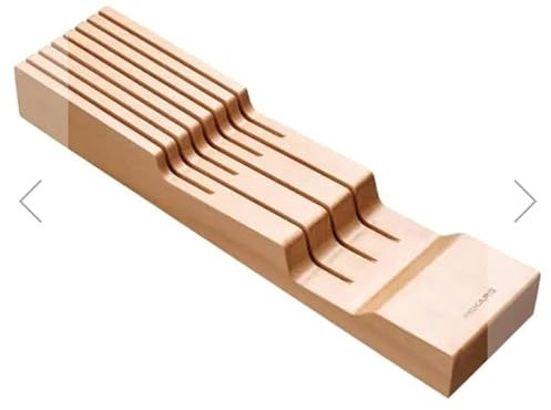 Fiskars Bloc à Couteaux pour Tiroir, Pour le Rangement et la Protection de 3 grands et 4 petits couteaux, Couteaux Vendus Séparément, Bois FSC, 1062890