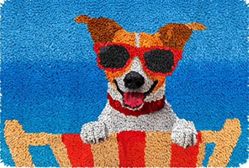 YOOTOM Kit de Alfombra de Gancho, pestillo alfombra hacer tapices de animales, 3D Tapiz Kits Alfombra Latch Hook Kit, Perro Patrón impreso, 50x38cm