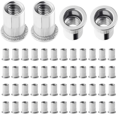 Moendergo 200PCS Ecrou Rivet Ecrous M3 en acier inoxydable Ecrous à insert fileté Rivnuts Capuchon de rivet à tête plate et filetée (M3)