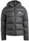 adidas Donna Essentials 3-Stripes Mid Down Hooded Jacket, Black, M