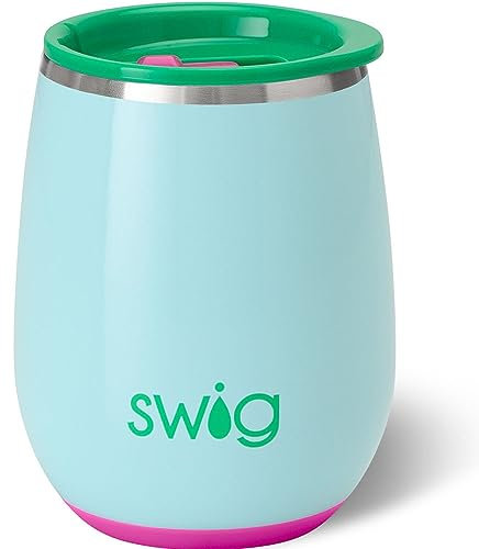 Swig Life Bicchiere da vino senza stelo da 400 ml, bicchiere da vino isolato con coperchio, bicchiere da viaggio in acciaio inox (preparazione rally)