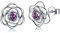 Sterling Silver Stud Earrings for Women, Silver Flower Purple Cubic Zirconia Hypoallergenic Helix Cartilage Earrings Jewelry Gifts for Girls