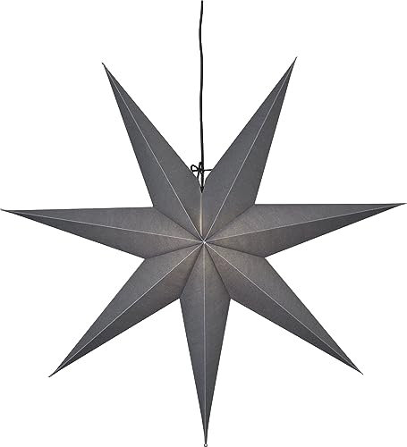 EGLO Weihnachtsstern Frozen, Dekostern für innen aus Papier zum Aufhängen, Fensterdeko in Grau, 3D Adventsstern, Wand Deko Wohnzimmer, E14 Fassung, 70 cm
