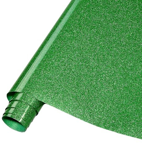 Tintnut Dark Green Glitter HTV Vinyl Roll -12 x5ft Grass Glitter Heat Transfer Vinyl Shinny Glitter Iron On Vinyl for T-Shirts Glitter HTV