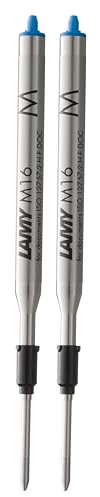 LAMY M16 2er Set Kugelschreiber-Großraummine aus Metall - Original Ersatzmine für alle Lamy Kugelschreiber Modelle - dokumentenecht - Strichbreite Mittel in Tintenfarbe blau