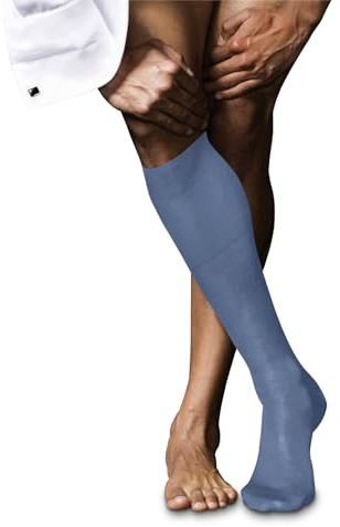 FALKE Herren No. 9 Kniestrümpfe atmungsaktive Baumwolle hochwertig seidiger Glanz elegant verstärkte Herrensocken flache Naht druckfreie Fußspitze fein glatt einfarbig Business 1 Paar | mit reiner ägyptischer Baumwolle