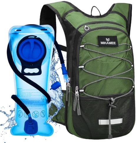 MIKAMEE Zaino per l'idratazione, 16L Pack per l'idratazione Isolato con vescica di idratazione da 2L Zaino per l'acqua da Corsa con Scomparto Isolato Borsa per l'acqua da Ciclismo Leggera