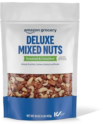 Amazon Grocery, Deluxe Mixed Nuts, Roasted & Unsalted, 16 Oz