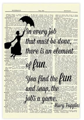 NWGACS Mary Poppins Wörterbuch, Vintage-Kunst, Leinwand-Poster, Wandkunst, Dekordruck, Bild für Wohnzimmer, Schlafzimmer, Dekoration, ungerahmt, 30 x 45 cm