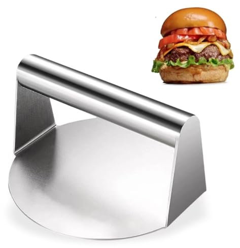 PIQIUQIU Burgerpresse Hamburgerpresse aus Edelstahl für leckere Hamburger, Patties, BBQ, Flat Top Grill, Durchmesser 5,5-Zoll