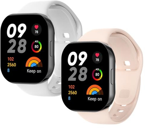 WD&CD Cinturino Compatibile per Xiaomi Redmi Watch 3 [2 Pezzi], Braccialetto di Ricambio Silicone Sportivo Cinturino Compatibile per Xiaomi Redmi Watch 3(Bianco+Rosa)