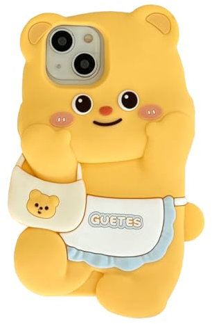 QoKcoahn Case for iPhone 13 Pro Max,Cute 3D Kawaii Phone Cases Funny Butter Bear Backpack Cartoon Cover with Keychain Soft Silicone Gel Drop Protection Case Women Girls for iPhone 13 Pro Max