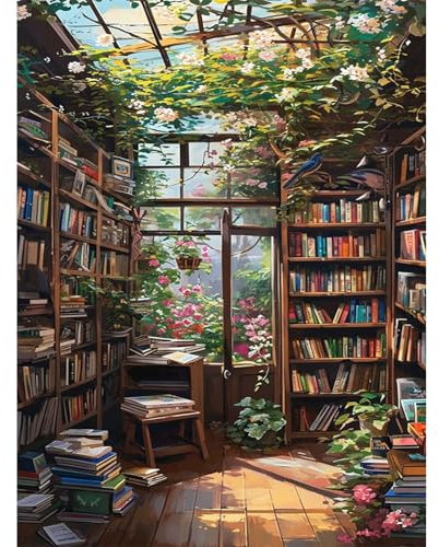 Viart Malen nach Zahlen Landschaft-Malen nach Zahlen Erwachsene, Bücherregal Paint by Numbers Adult für Home Wand Dekor 30x40cm