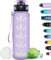 Grsta Botella Agua, Botella Agua 1 Litro con Filtro, Botella Agua Gimnasio con Marca de Tiempo, Botella de Agua Deportiva con Eslogan Motivacional, Fácil de Limpiar, para Senderismo, Yoga, Correr