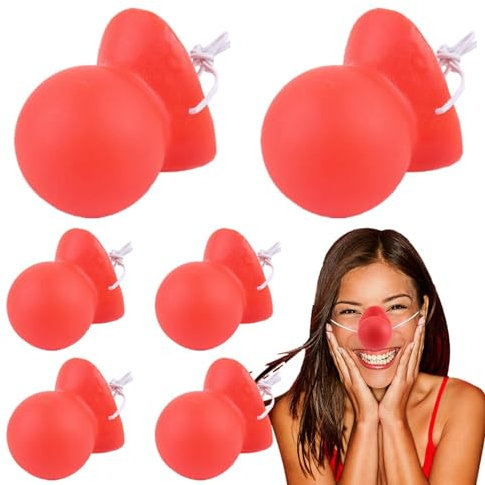 Eastuy Nariz De Roja para Adultos,Nariz De - 6 Piezas Nariz de Reno Rudolph,Nariz de de Goma con elástico para el día de la Nariz de , cumpleaños, Circo, Fiesta de Disfraces
