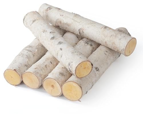 6Pack Birch Wood Logs Decorative Gas Fireplace Logs for Fireplaces Décor Birch Poles Branches for DIY Crafts, Fire Wood for Fire Pit,Rustic Decor Indoor/Outdoor