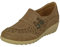 Cushion Walk Women's Ladies EEE Fitting Wide Fit Lightweight Slip-on Faux Leather Low Wedge Shoes, Casual Comfort Shoe (6 UK, Beige)