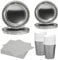 MORAINJAY Set di 68 Pezzi di Stoviglie Argento per Feste, Piatti di Carta, Bicchieri, Tovaglioli, Stoviglie per Compleanni, Matrimoni, Baby Shower, Lauree, Anniversari, Set per 16 Ospiti