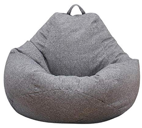 Lazy Leinenstoff-Sofabezug, bequemer Sitzsack, Pouf für Wohnzimmer, Dunkelgrau, 70 cm x 80 cm