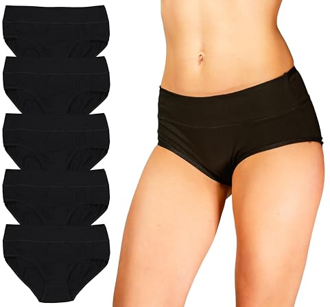 Alkato Slips Damen 5er Pack | Frauen Unterhose Unterwäsche Baumwolle Hohe Taille Pantys Spitze Große Größen