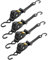 eSynic 4pz Cinghia a Crichetto Avvolgitore Automatico 3mx25mm LC 340daN/680daN, 4x Cinghie di Ancoraggio Retrattile con Maniglie Traino Auto Carrello, Fasce di Carico Trasporto, Norma EN 12195-2